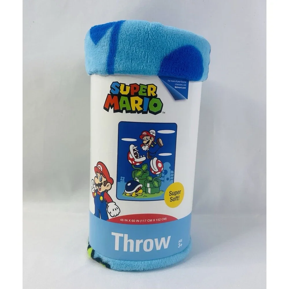 NEW Super Mario High Jump Throw Blanket 46 In x 60 In (117 cm  x 152 cm)